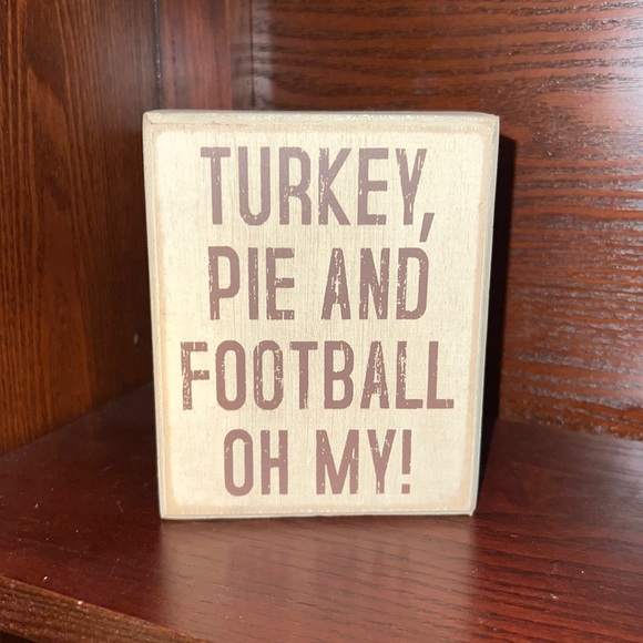 Turkey Pie Football oh My! Tiered Tray Thanksgiving Fall Wooden Sign - Picture 5 of 7
